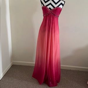 SALE!!! Bright pink coral Ombre Prom Dress size 3/4